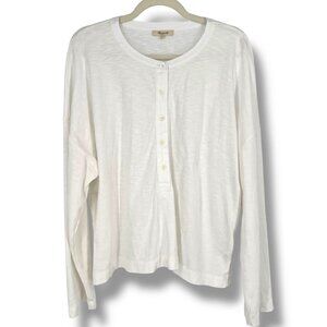 Madewell Bombay White Long Sleeve Henley Top Size XL NWT